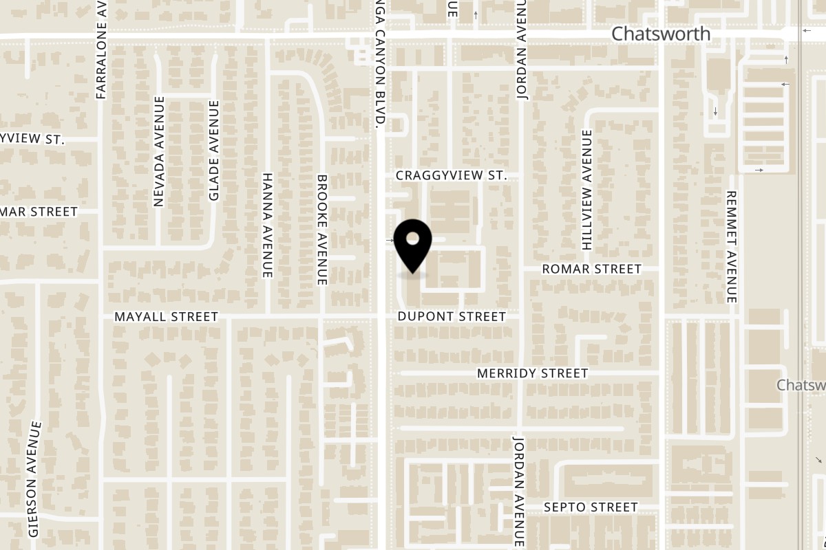 Map showing the location of AROMA INDIAN KITCHEN on 10110 Topanga Canyon Blvd, Chatsworth, CA 91311 in Chatsworth